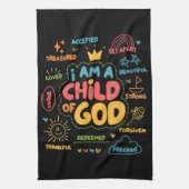 Ik ben een kind van God Christelijk Retro Jesus Fa Theedoek (Verticaal)