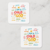 Ik ben een kind van God Christelijk Retro Jesus Fa Vierkante Visitekaartje (Voorkant / Achterkant)