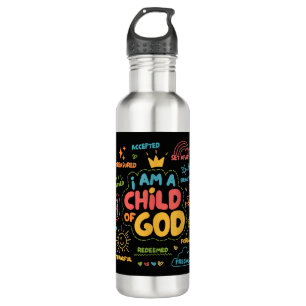 Ik ben een kind van God Christelijk Retro Jesus Fa Waterfles