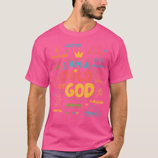 Ik ben een kind van God Christelijke retro Jesus F T-shirt (Voorkant)