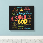 Ik ben een kind van God Christelijke Retro Jezus g Canvas Afdruk (Insitu (Houten vloer))
