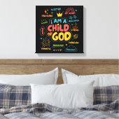 Ik ben een kind van God Christelijke Retro Jezus g Canvas Afdruk (Insitu (Slaapkamer))