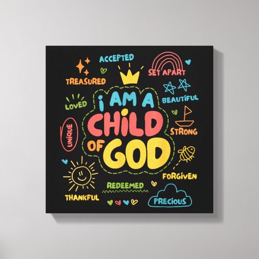 Ik ben een kind van God Christelijke Retro Jezus g Canvas Afdruk (Voorkant)