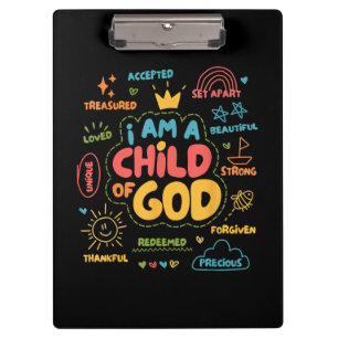 Ik ben een kind van God Christelijke Retro Jezus G Klembord