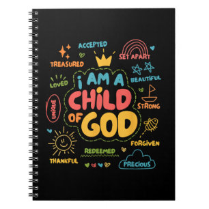 Ik ben een kind van God Christelijke Retro Jezus g Notitieboek