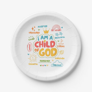 Ik ben een kind van God Christelijke Retro Jezus G Papieren Bordje