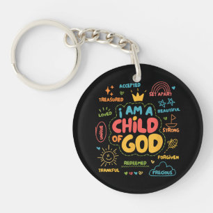 Ik ben een kind van God Christelijke Retro Jezus g Sleutelhanger