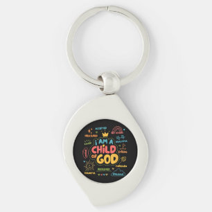 Ik ben een kind van God Christelijke Retro Jezus g Sleutelhanger