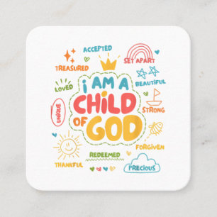 Ik ben een kind van God Christelijke Retro Jezus g Vierkante Visitekaartje
