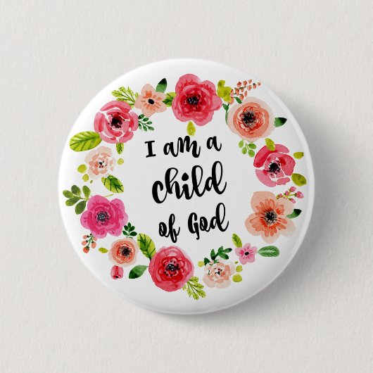 Ik ben een kind van God Floral Item Ronde Button 5,7 Cm (Voorkant)