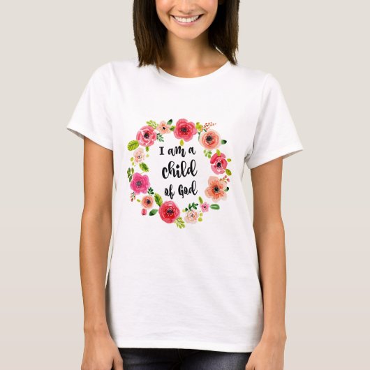 Ik ben een kind van God Floral Item T-shirt (Voorkant)