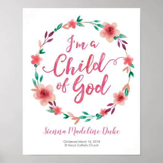 Ik ben een kind van God gepersonaliseerde Baptismp Poster (Voorkant)