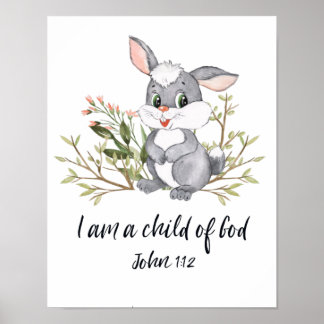 Ik ben een kind van God, Kinder Bijbelverse, Schri Poster
