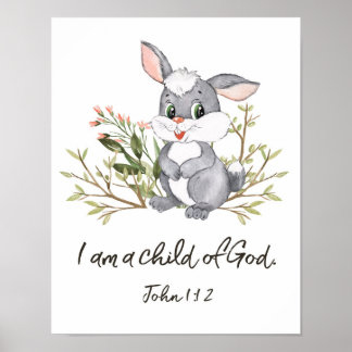 Ik ben een kind van God, Kinder Bijbelverse, Schri Poster