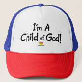 "Ik ben een kind van God!" Pet van vrachtwagenchau (Voorkant)