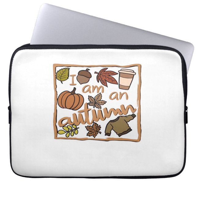 Ik ben een klassiek herfstshirt laptop sleeve (Voorkant)