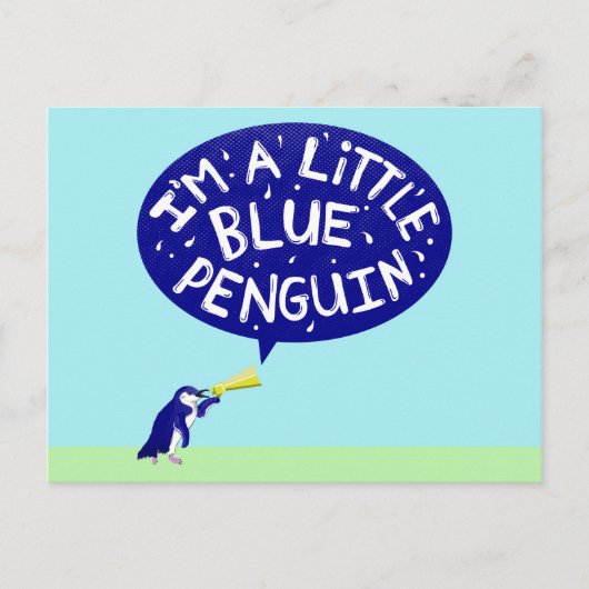 Ik ben een kleine blauwe pinguïn briefkaart (Voorkant)