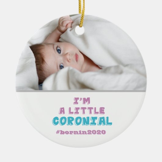 Ik ben een kleine Coroniale kerstfoto Keramisch Ornament (Voorkant)