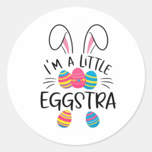 Ik ben een kleine Eggstra Funny Paashaas Kinderen Ronde Sticker