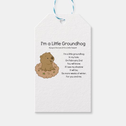 Ik ben een kleine Groundhog Cadeaulabel (Voorkant)