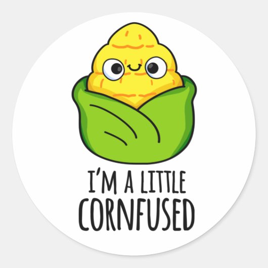 Ik ben een kleine kornfused Funny Corn Pun Ronde Sticker (Voorkant)