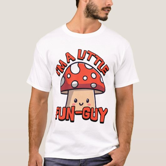 Ik ben een kleine leuke vent! Schattigee Mushroom  T-shirt (Voorkant)