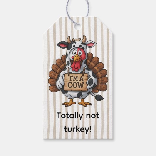 Ik ben een Koe Kalkoen | Grappige Thanksgiving Ver Cadeaulabel (Voorkant)