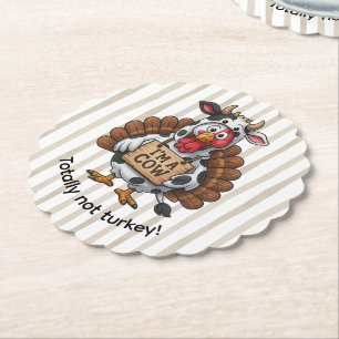 Ik ben een koe kalkoen Grappige Thanksgiving ver Kartonnen Onderzetters