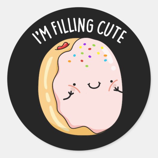 Ik ben een koetskoe van Funny Donut Pun Dark BG Ronde Sticker (Voorkant)