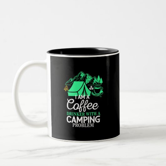 Ik ben een koffiedrinker met Camping Problem Desig Tweekleurige Koffiemok (Links)