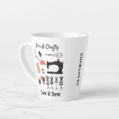 Ik ben een krakkemikkig naaiachtig  naaithema latte mok (Linkerhoek)