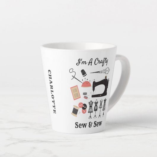 Ik ben een krakkemikkig naaiachtig  naaithema latte mok (Rechterhoek)