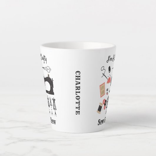 Ik ben een krakkemikkig naaiachtig  naaithema latte mok (Voorkant)