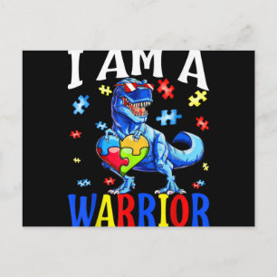 Ik Ben Een Krijger Autisme Familie Dinosaur Autism Feestdagenkaart