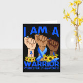 Ik ben een krijger Hydrocefalus Awareness Zonneblo Kaart (Gele Bloem)