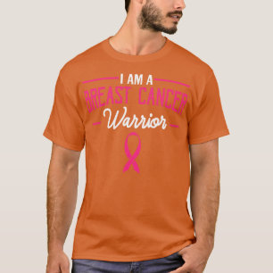 Ik ben een krijger vechter overlevende roze lint v t-shirt