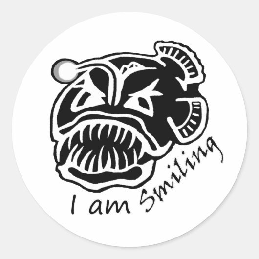 Ik ben een lachende zeeduivel ronde sticker (Voorkant)