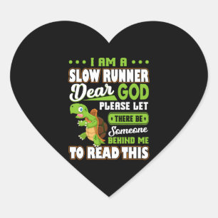 Ik ben een langzame loper Turtle Grappige Marathon Hart Sticker