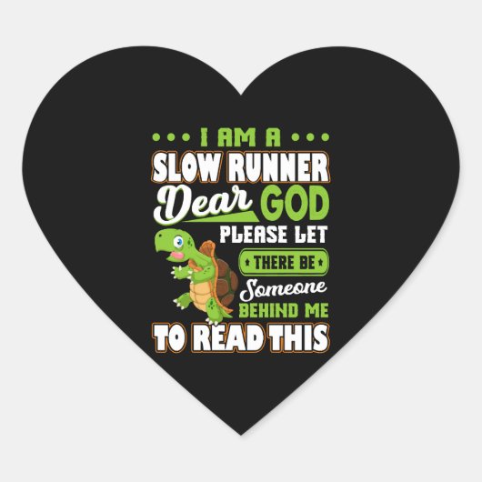Ik ben een langzame loper Turtle Grappige Marathon Hart Sticker (Voorkant)