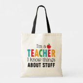 Ik ben een leerkracht, ik weet dingen  tote bag (Achterkant)