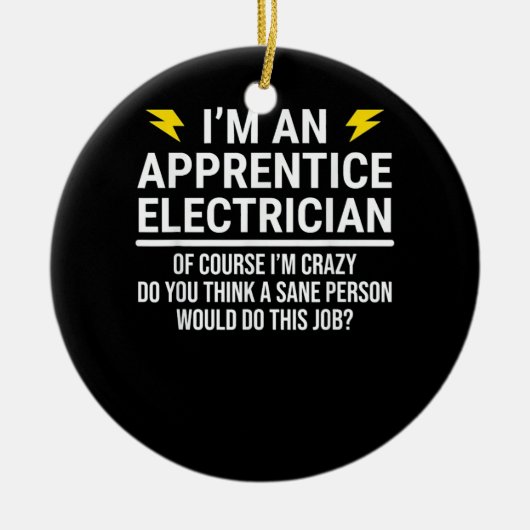 Ik ben een leerling elektricien keramisch ornament (Voorkant)