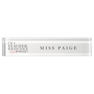 IK BEN EEN LERAAR, WAT BEN UW SUPER MACHT? NAAMBORDJE