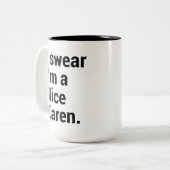 Ik ben een leuke rare karen meme tweekleurige koffiemok (Voorkant links)