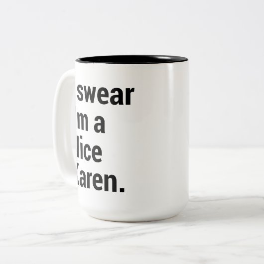 Ik ben een leuke rare karen meme tweekleurige koffiemok (Voorkant links)