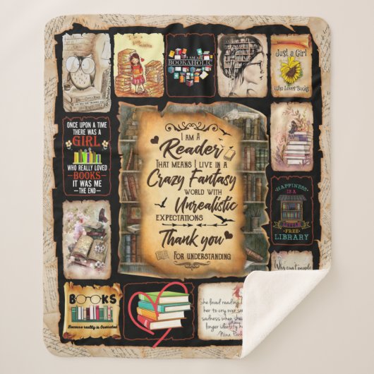 Ik ben een lezer, Boek Lover Blanket, Sherpa Deken (Voorkant)