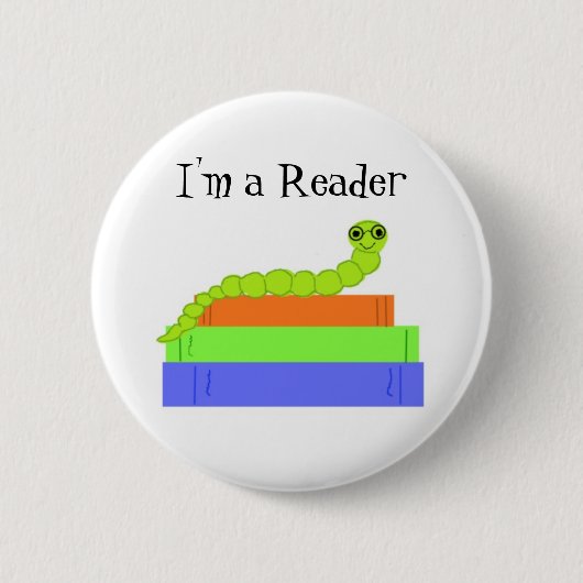 Ik ben een lezer, boekenwurm ronde button 5,7 cm (Voorkant)