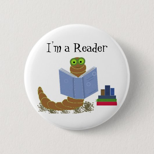 Ik ben een lezer boekworm ronde button 5,7 cm (Voorkant)
