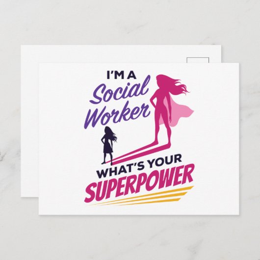 Ik ben een maatschappelijk werker wat je Superpowe Briefkaart (Voorkant / Achterkant)