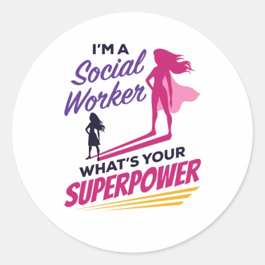 Ik ben een maatschappelijk werker wat je Superpowe Ronde Sticker (Voorkant)