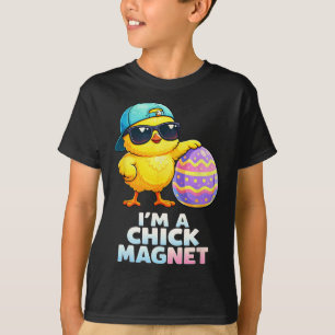 Ik ben een magneet voor kuikens Funny Pasen kuiken T-shirt
